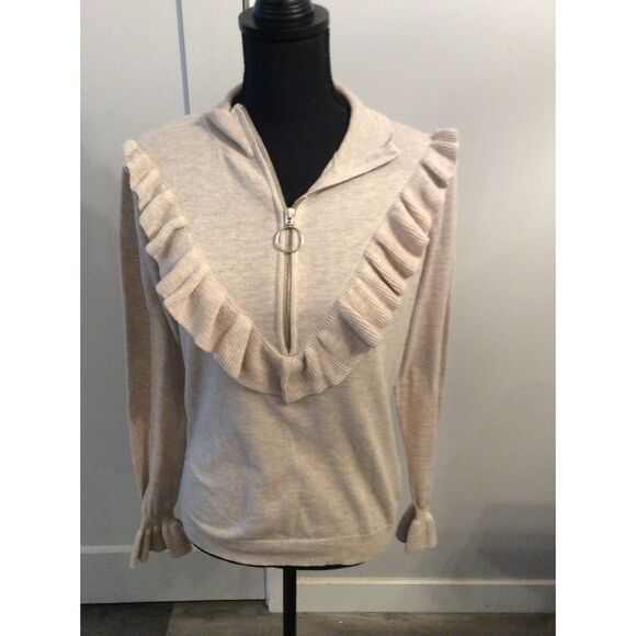 Ruffles partial Zip layered Look Sweater Retro Look H&M Small S - Picture 2 of 6